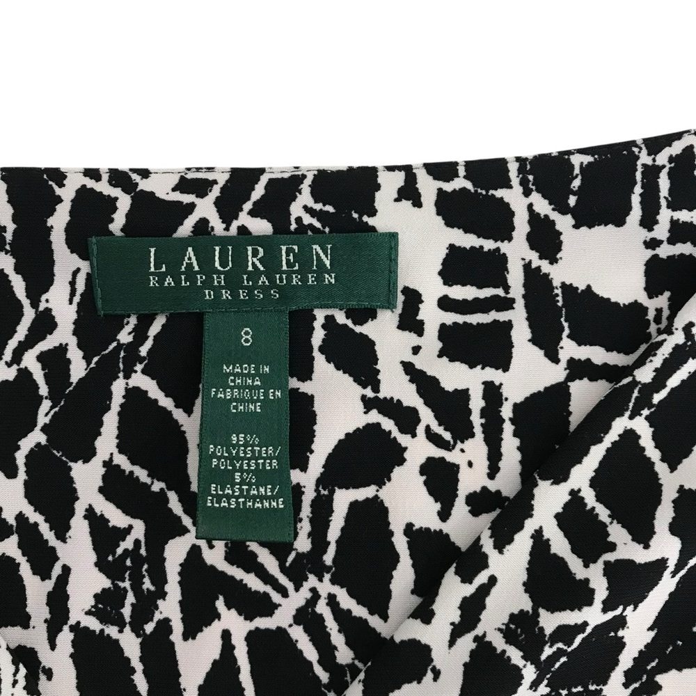 Lauren Ralph Lauren Black White Faux Wrap Dress Casual Business Party Size 8 - Picture 5 of 7